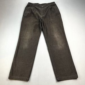 Vintage Towncraft Corduroy Pants Mens 36x32 Brown Chino Pleated Straight Leg 90s
